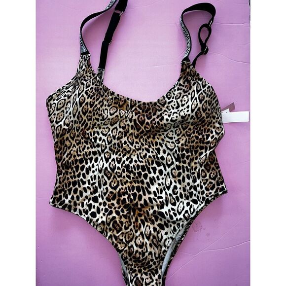 Victoria's Secret S ONE-PIECE MONOKINI shine strap ANIMAL PRINT cheetah leopard